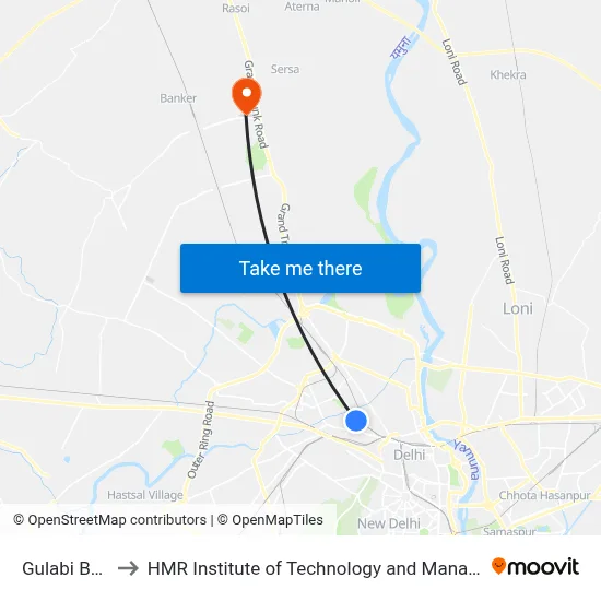 Gulabi Bagh to HMR Institute of Technology and Management map