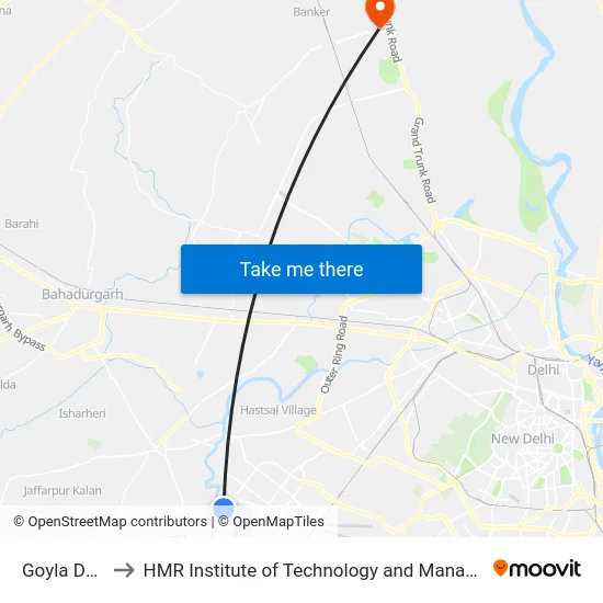 Goyla Dairy to HMR Institute of Technology and Management map