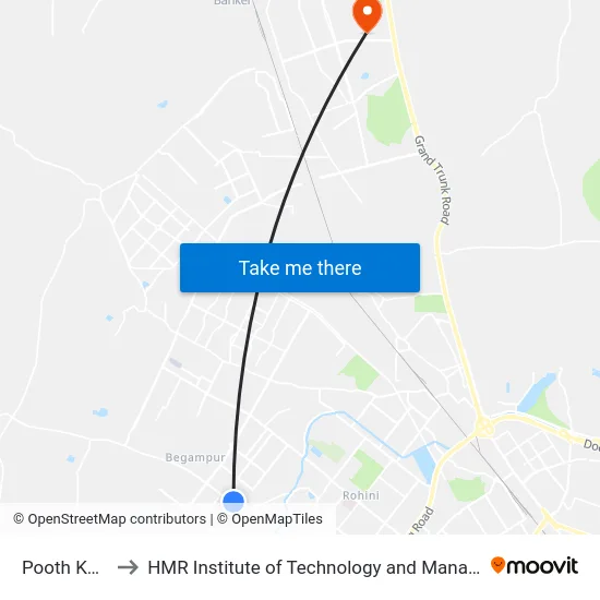 Pooth Kalan to HMR Institute of Technology and Management map