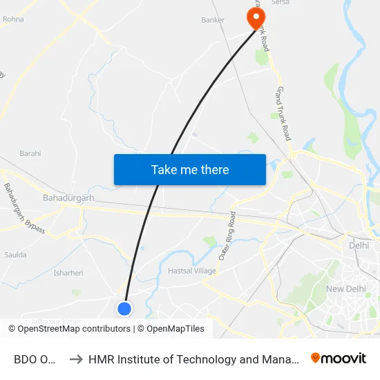 BDO Office to HMR Institute of Technology and Management map