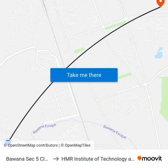 Bawana Sec 5 Cluster Depot to HMR Institute of Technology and Management map