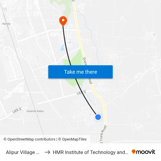 Alipur Village GT Road to HMR Institute of Technology and Management map