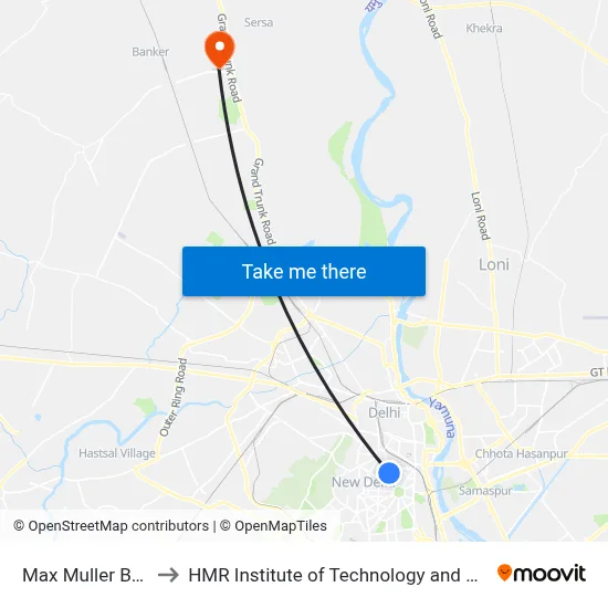 Max Muller Bhawan to HMR Institute of Technology and Management map