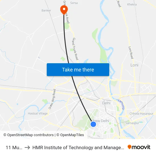 11 Murti to HMR Institute of Technology and Management map