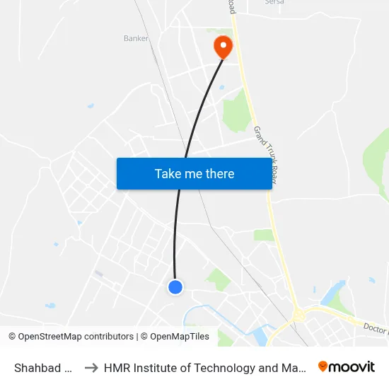 Shahbad Dairy to HMR Institute of Technology and Management map