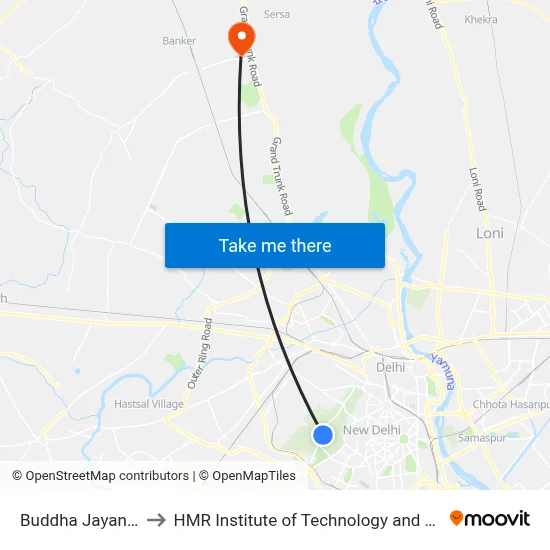 Buddha Jayanti Park to HMR Institute of Technology and Management map