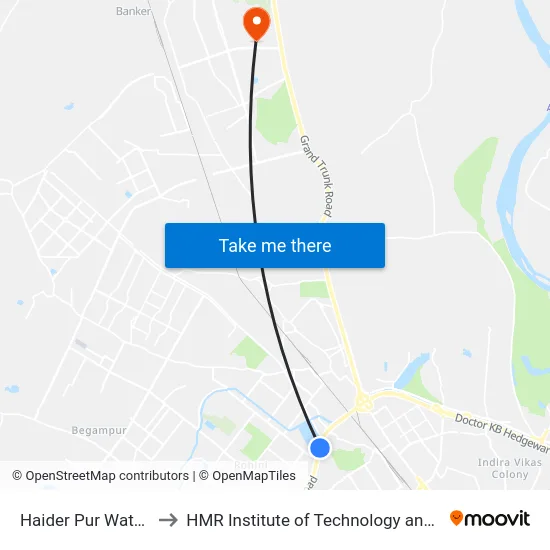 Haider Pur Water Works to HMR Institute of Technology and Management map