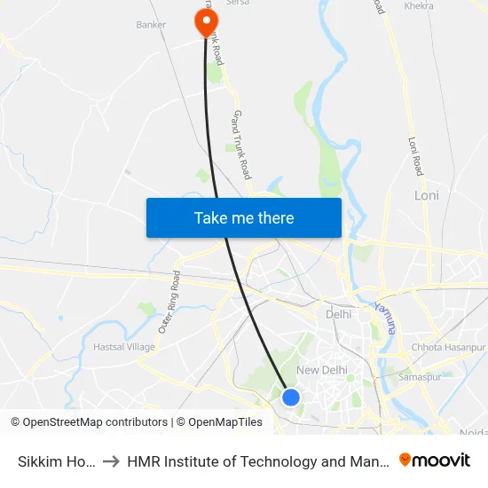 Sikkim House to HMR Institute of Technology and Management map