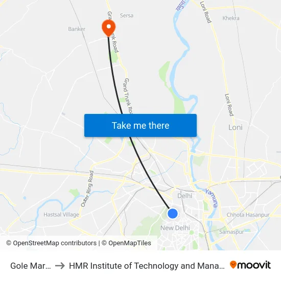 Gole Market to HMR Institute of Technology and Management map