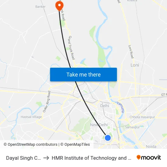 Dayal Singh College to HMR Institute of Technology and Management map