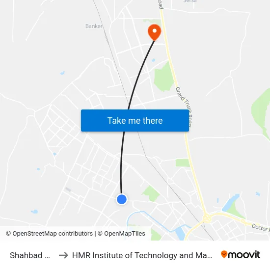 Shahbad Dairy to HMR Institute of Technology and Management map