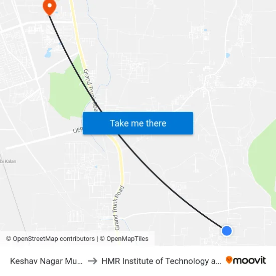 Keshav Nagar Mukti Ashram to HMR Institute of Technology and Management map