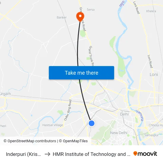 Inderpuri (Krishi Kunj) to HMR Institute of Technology and Management map