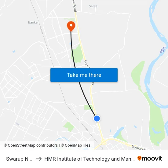 Swarup Nagar to HMR Institute of Technology and Management map