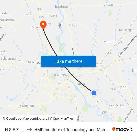 N.S.E.Z Gate to HMR Institute of Technology and Management map