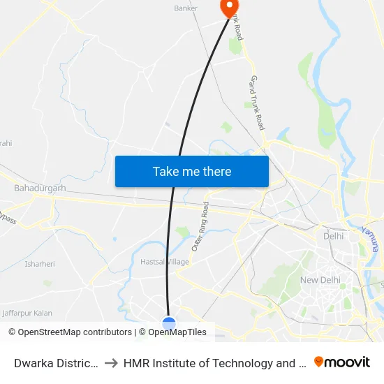 Dwarka District Court to HMR Institute of Technology and Management map