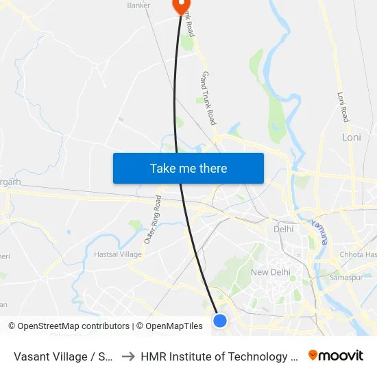 Vasant Village / Shani Mandir to HMR Institute of Technology and Management map