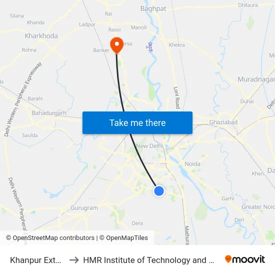 Khanpur Extension to HMR Institute of Technology and Management map