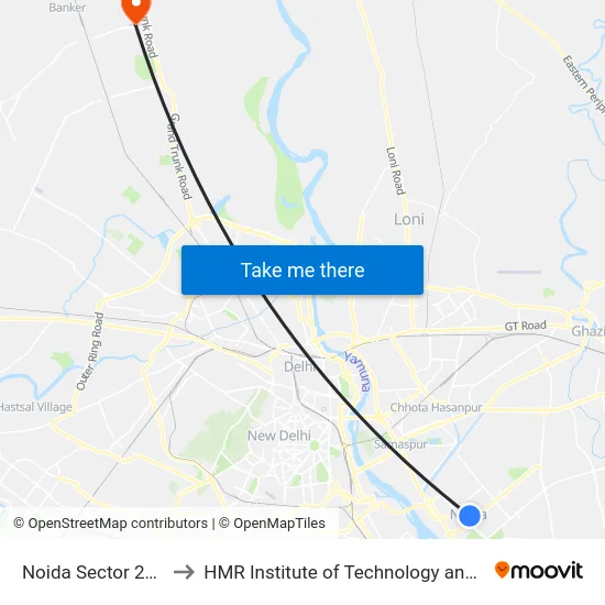 Noida Sector 27 Market to HMR Institute of Technology and Management map
