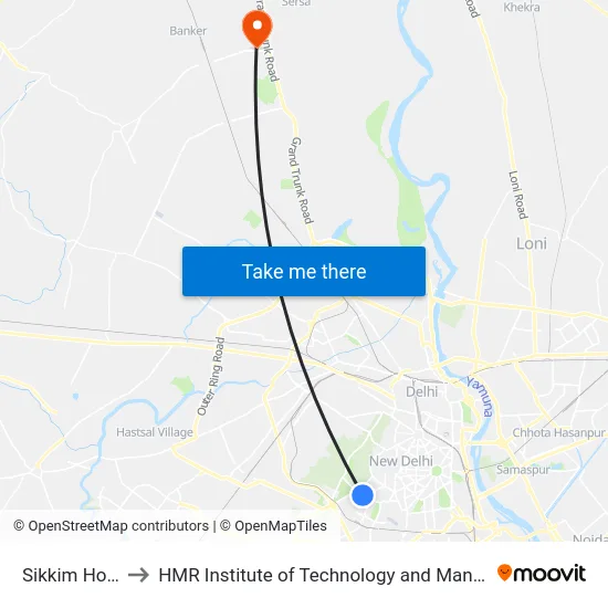 Sikkim House to HMR Institute of Technology and Management map