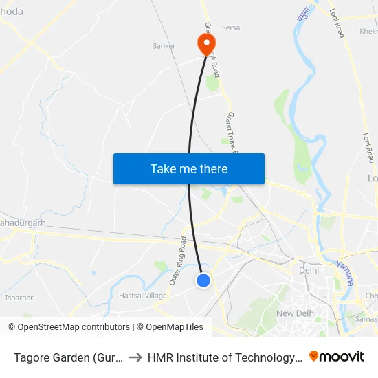 Tagore Garden (Gurudwara Road to HMR Institute of Technology and Management map