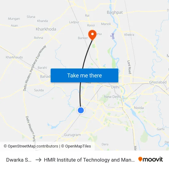 Dwarka Sec-8 to HMR Institute of Technology and Management map