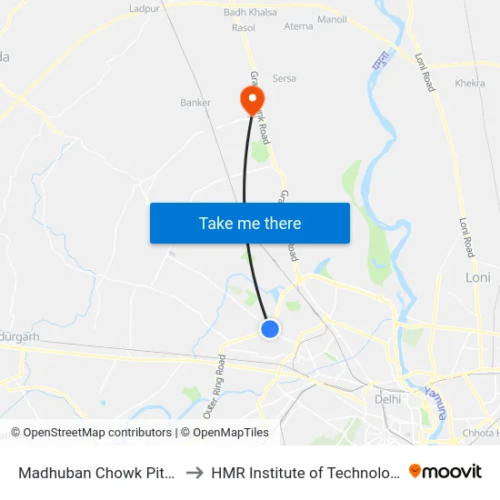 Madhuban Chowk Pitampura Metro Stn to HMR Institute of Technology and Management map