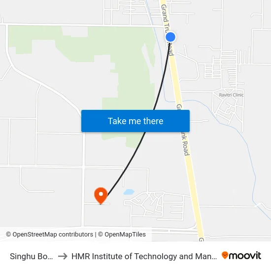 Singhu Border to HMR Institute of Technology and Management map