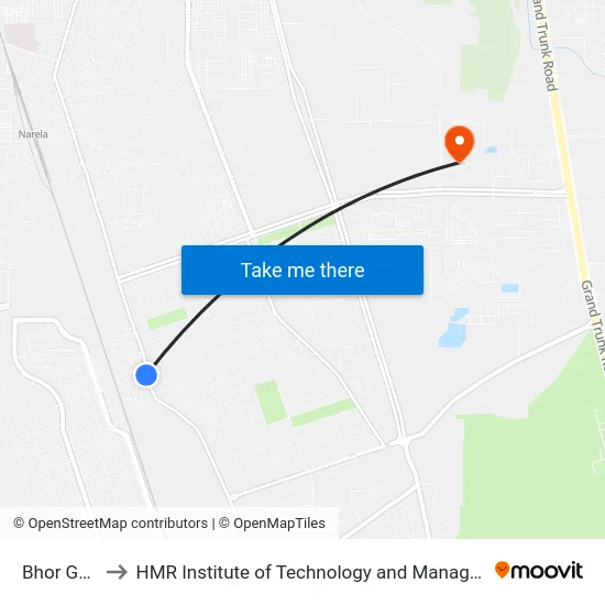 Bhor Garh to HMR Institute of Technology and Management map