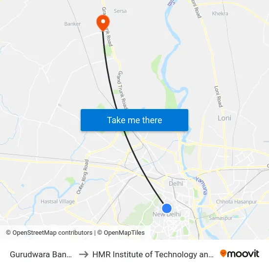 Gurudwara Bangla Sahib to HMR Institute of Technology and Management map