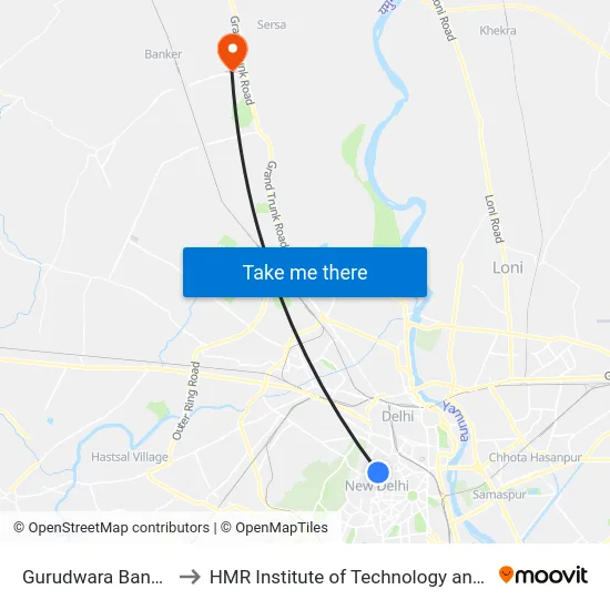 Gurudwara Bangla Sahib to HMR Institute of Technology and Management map