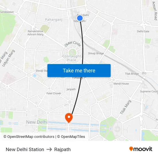 New Delhi Station to Rajpath map