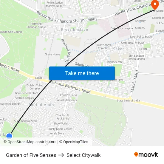 Garden of Five Senses to Select Citywalk map