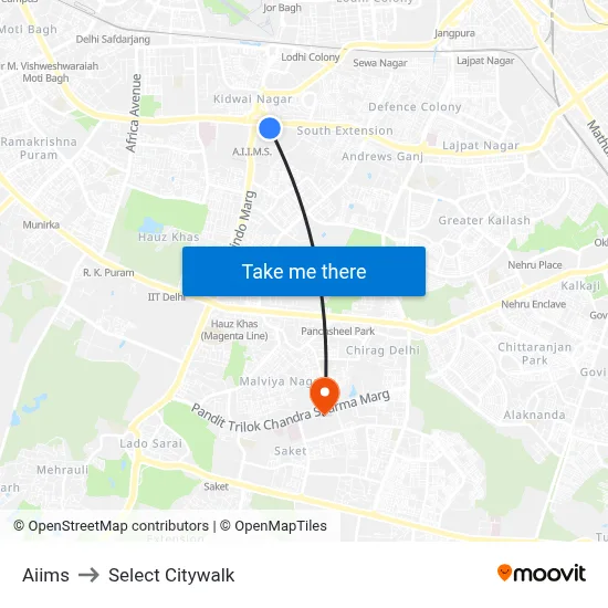 Aiims to Select Citywalk map