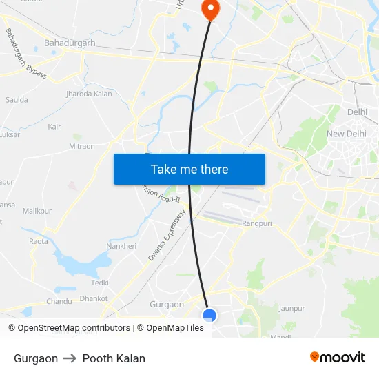 Gurgaon to Pooth Kalan map