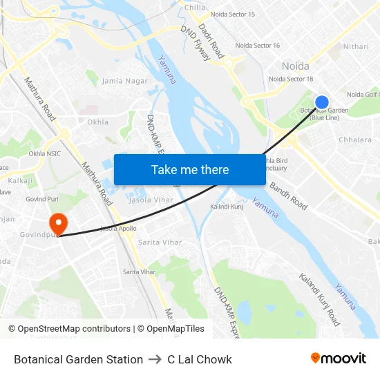 Botanical Garden Station to C Lal Chowk map