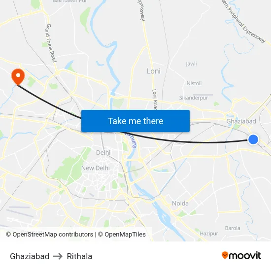 Ghaziabad to Rithala map