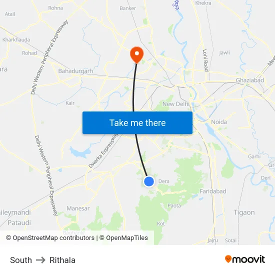 South to Rithala map