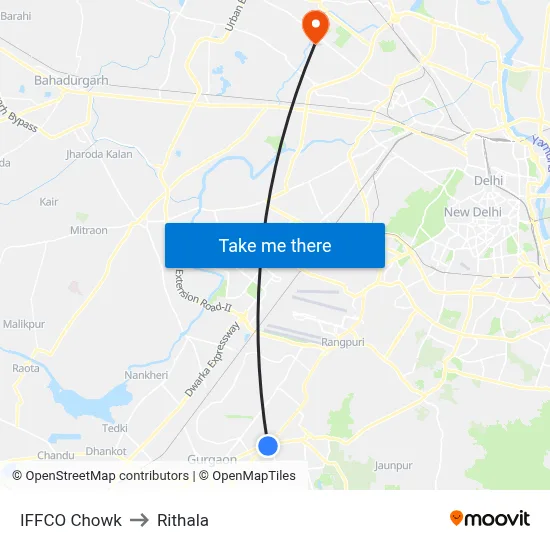 IFFCO Chowk to Rithala map