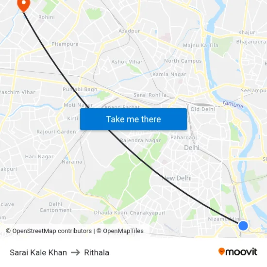 Sarai Kale Khan to Rithala map