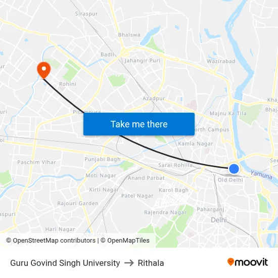 Guru Govind Singh University to Rithala map