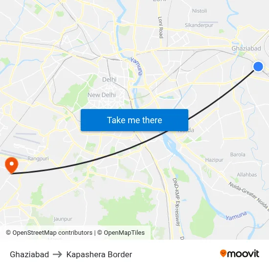 Ghaziabad to Kapashera Border map