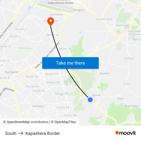 South to Kapashera Border map