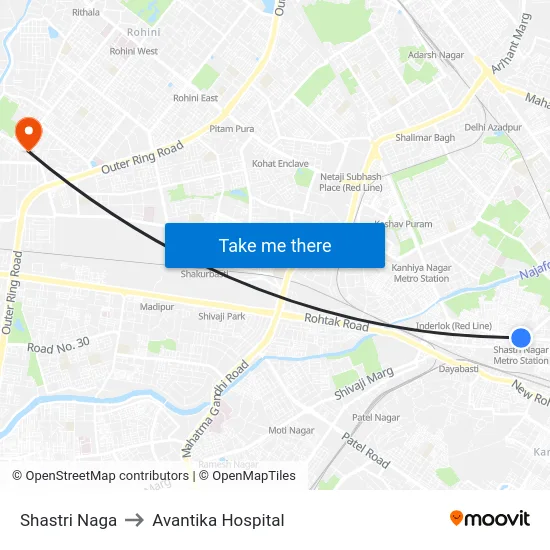 Shastri Naga to Avantika Hospital map