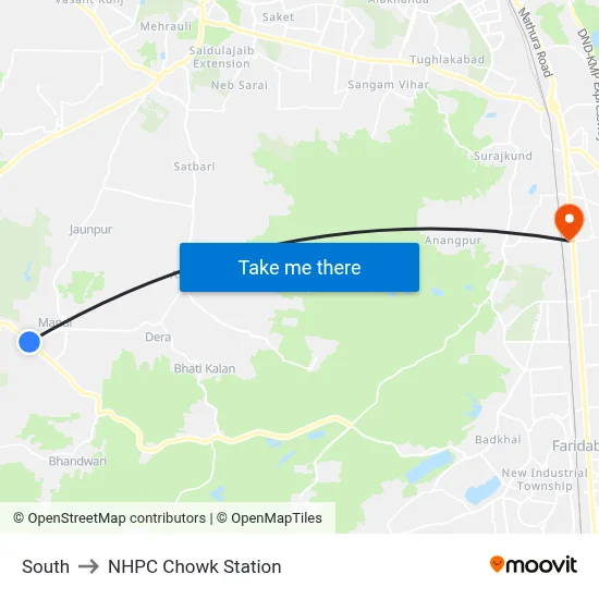 South to NHPC Chowk Station map