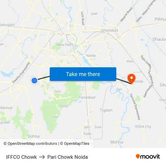 इफको चौक to Pari Chowk Noida map