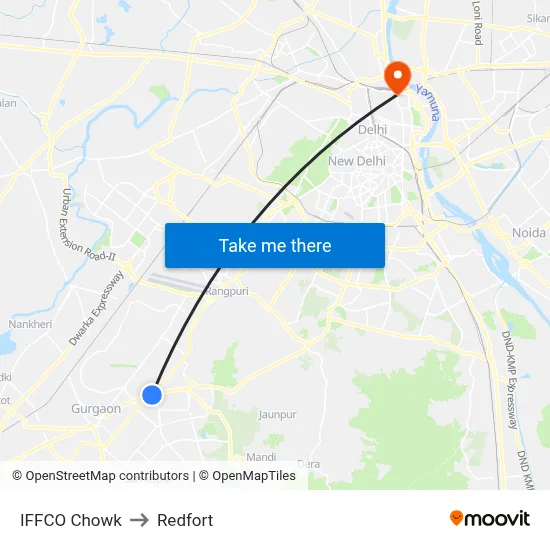IFFCO Chowk to Redfort map