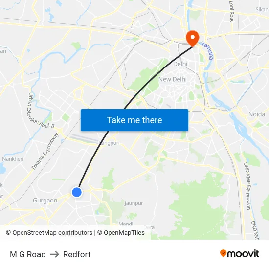 M G Road to Redfort map