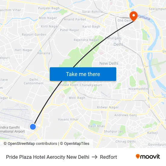 Pride Plaza Hotel Aerocity New Delhi to Redfort map