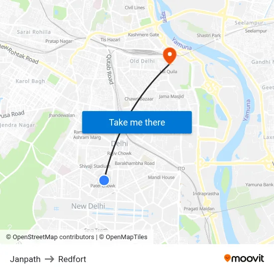 Janpath to Redfort map